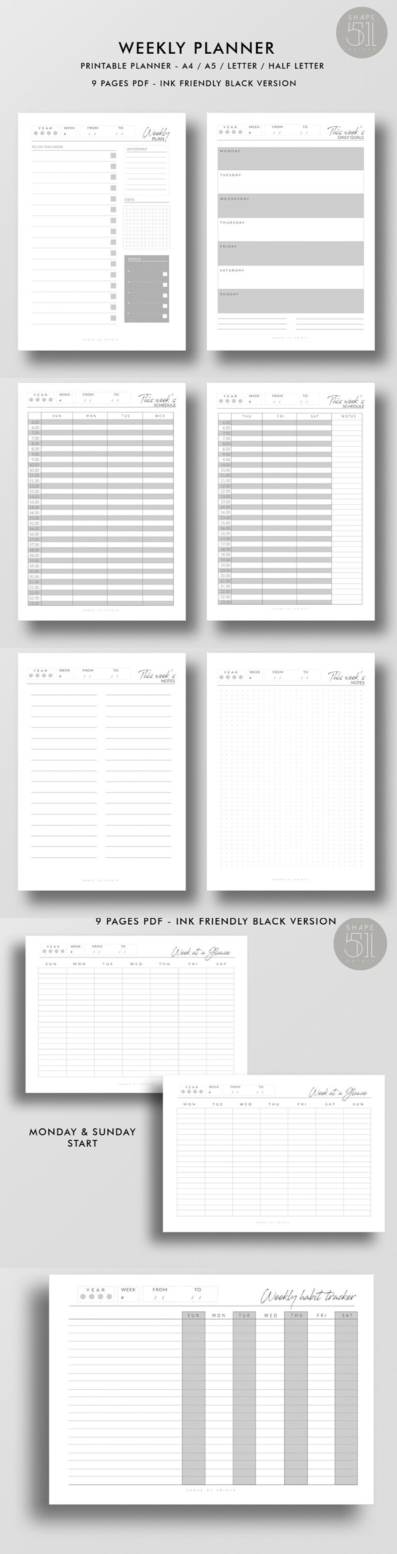 Complete Printable Planner Kit Monthly Weekly Daily Etsy