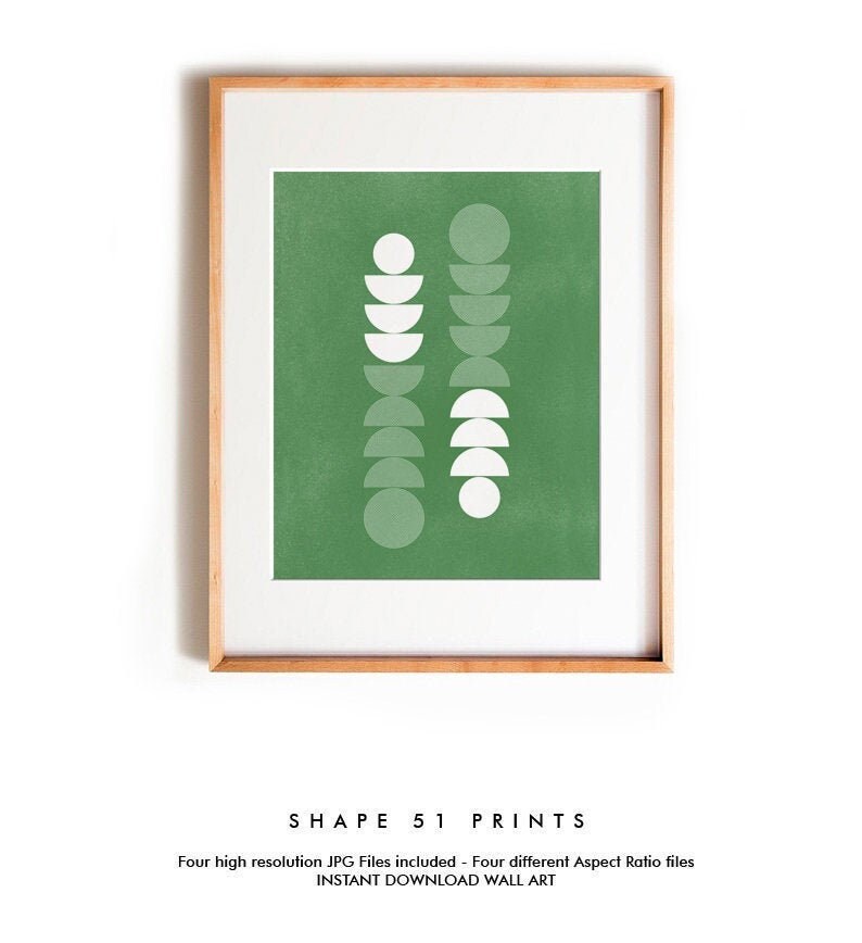 Green Geometric Wall Decor Nordic Style Printable Poster Bohemian