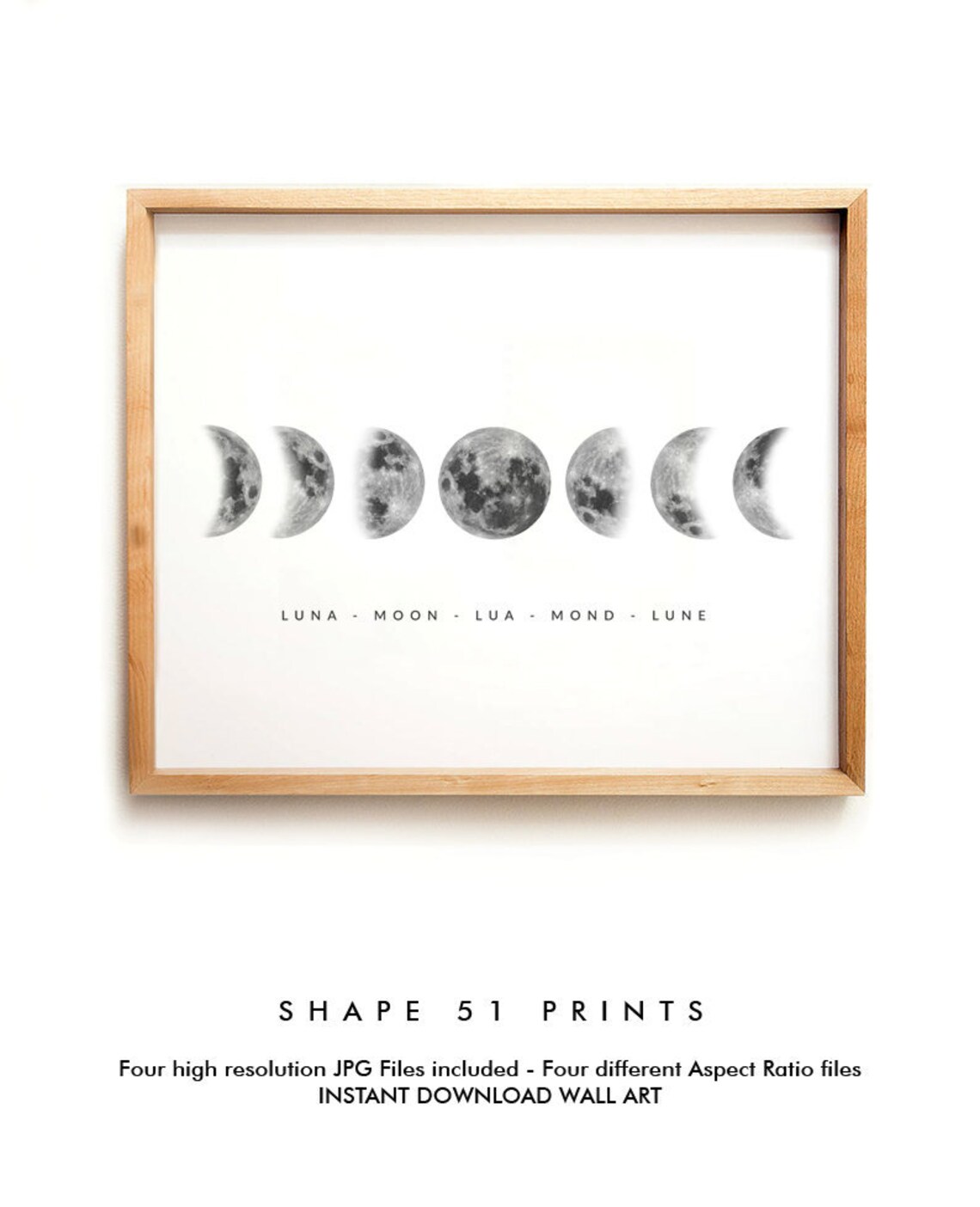 Moon Phases Print Moon Cycle Moon Printable Art Phases of - Etsy