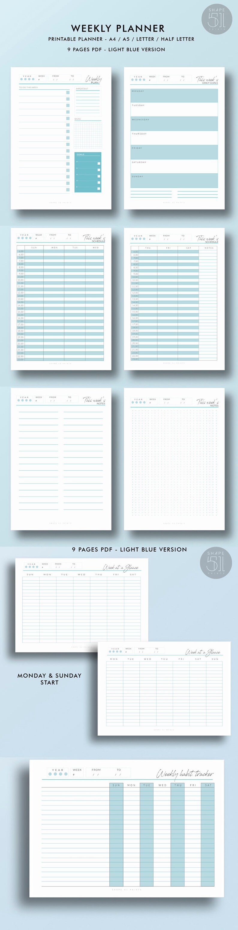 Complete Printable Planner Kit, Monthly, Weekly, Daily, Printable