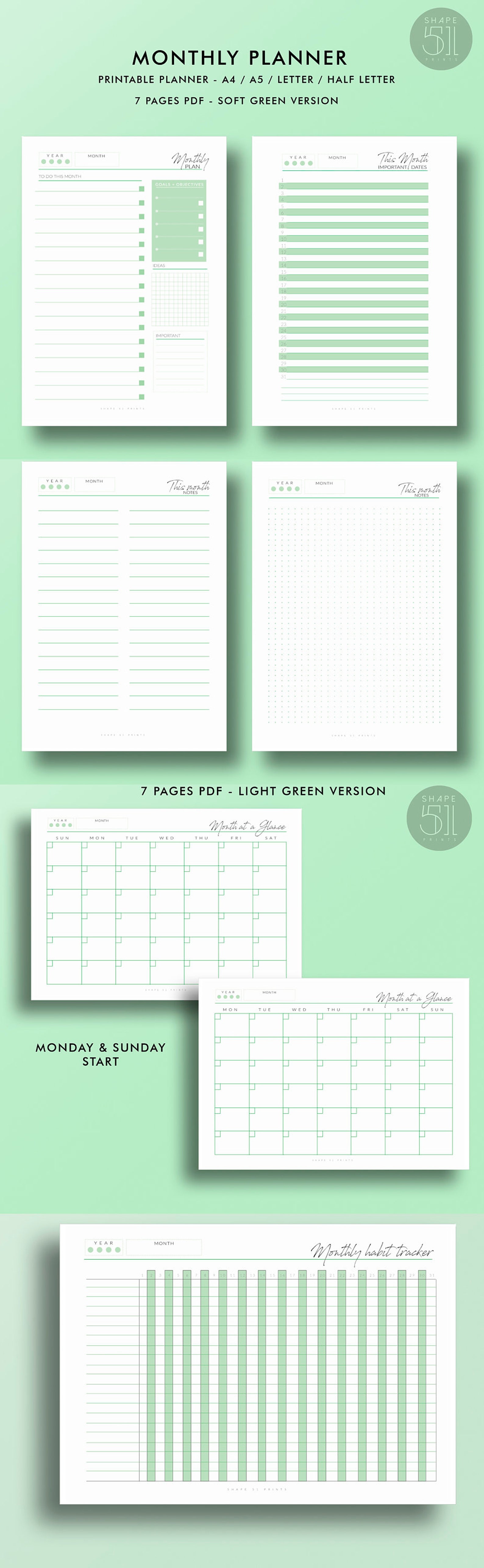 Complete Printable Planner Kit Monthly Weekly Daily - Etsy