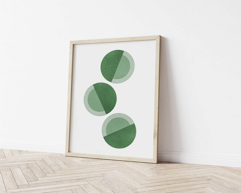 Green Geometric Print Midcentury Modern Green Art Print Boho Etsy