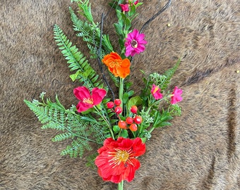 Spring Summer Poppy Floral Spray,  Greenery, Floral Supplies, Wreath Greenery, Floral Greenery, Picks, Pink Orange Poppy Spray