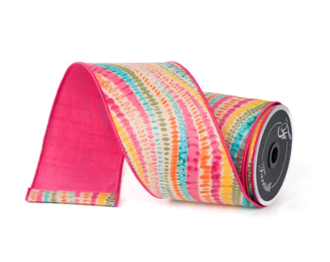 4 Inch Ribbon 4 Inch Ribbon, 10 YARD ROLL, Farrisilk Bohemian Waves Ribbon, Spring ...