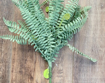 Real Touch Leather Fern Bush,  Greenery, Floral Supplies, Wreath Greenery, Floral Greenery, Picks, Tiered Tray Greenery