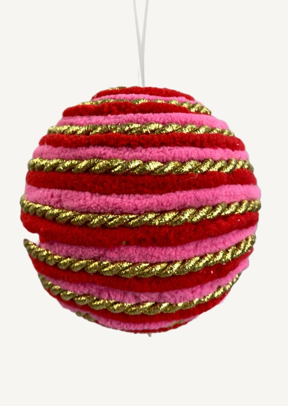 Pink Red Gold Ball Ornament,  Wreath Embellishment,  Christmas Tree Decor, Candy Theme Decor, wreath supplies, Tiered Tray Decor