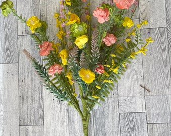 Spring Summer Orange Yellow Wildflower Floral Spray,  Greenery, Floral Supplies, Wreath Greenery, Floral Greenery, Picks, Wildflower Bunch