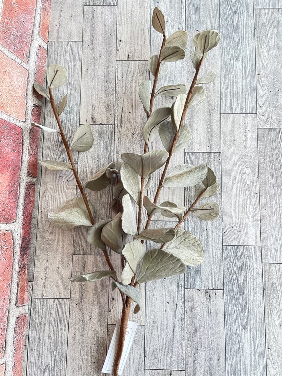 Sage Green Velvet Eucalyptus Leaf Spray,  Greenery, Floral Supplies, Wreath Christmas Tree Picks, Wreath Embellishments, Christmas Tree