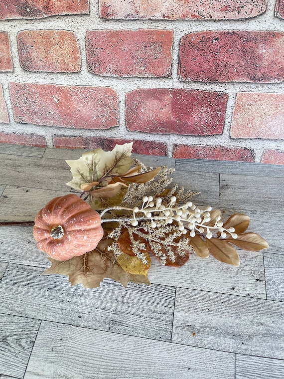 Orange Pumpkin Berry Pick, Floral Supplies, Artificial Floral, Wreath Embellishments, Fall, Craft Supply