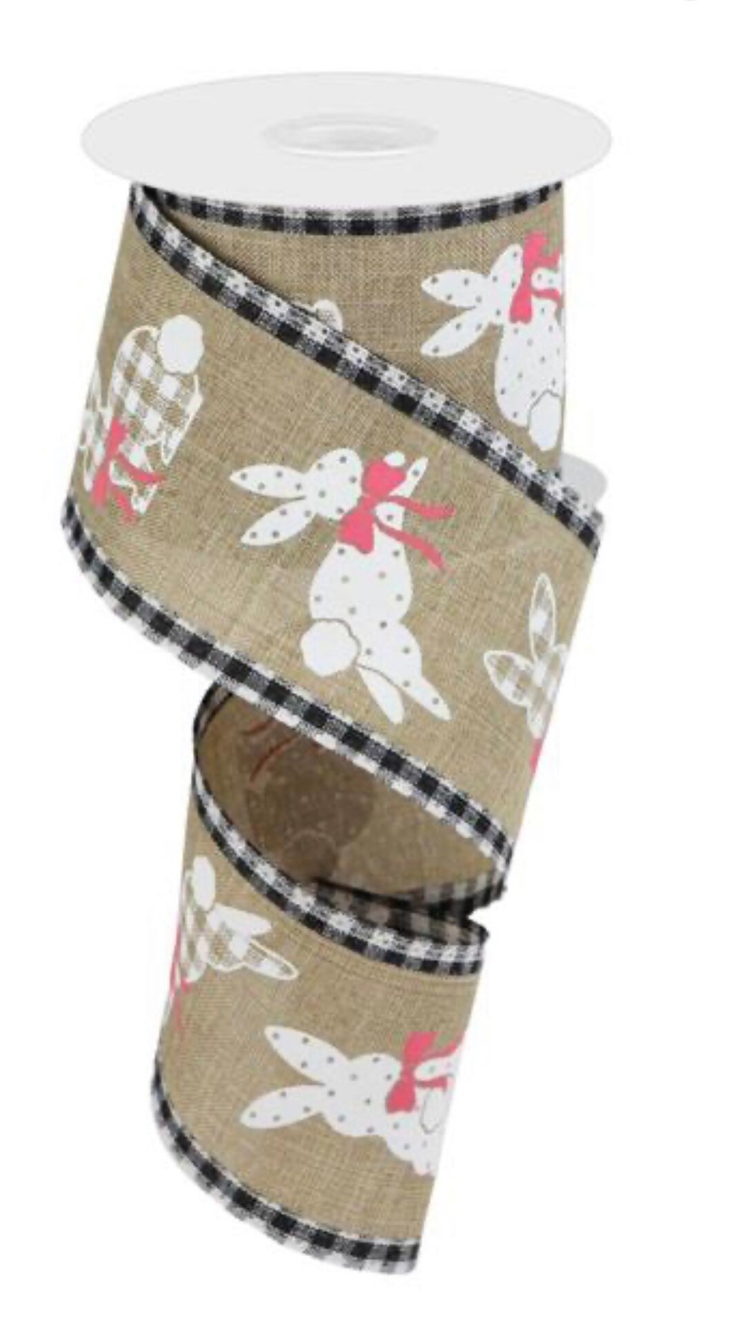 Brown Bunny Ribbon, Farmhouse Bunny Ribbon, Linen Ribbon, Wired Ribbon ...
