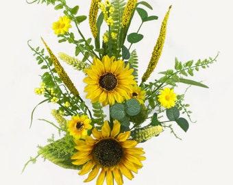 Yellow Sunflower Floral Spray,  Sunflower Floral, Greenery, Floral Supplies, Wreath Greenery, Floral Greenery, Spray