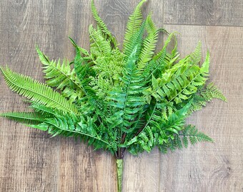 Natural Touch Mixed Fern Plant Bush, Greenery, Floral Supplies, Wreath Greenery, Floral Greenery, Picks, Tiered Tray Greenery