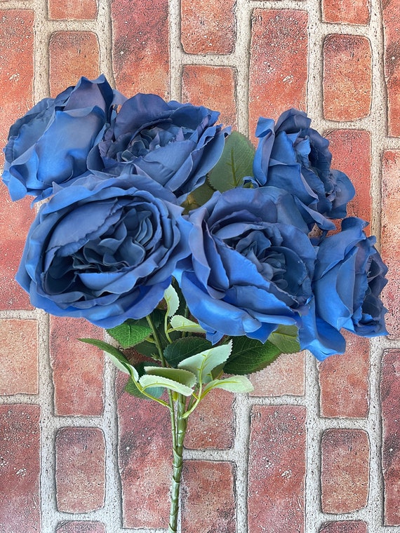 Blue English Rose Floral Spray, Greenery, Floral Supplies, Wreath Greenery, Floral Greenery, Picks, Craft Supply, Decor