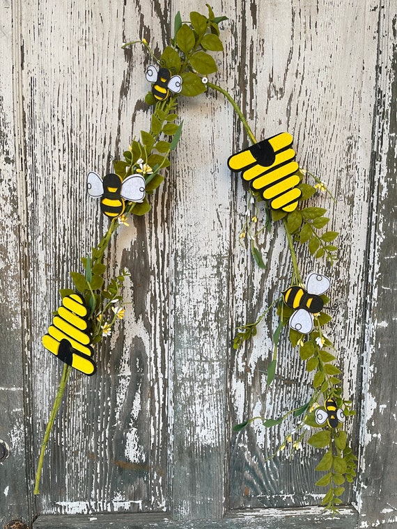 Bumble Bee Hive Leaf Garland, Leaf Spray,  Greenery, Floral Supplies, Bumble Bee Decor, Wreath Embellishments, Tropical Craft Supply