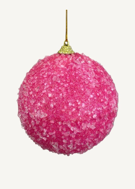 Pink Frosty Glitter Ball Ornament,  Wreath Embellishment,  Christmas Tree Decor, Candy Theme Decor, wreath supplies, Tiered Tray Decor