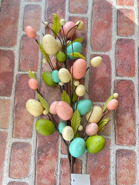 Pastel Egg Floral Spray, Pink Egg Wreath Attachment, Easter Egg Floral pick,