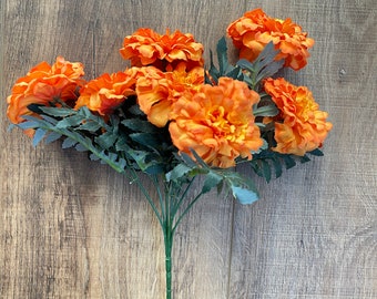 Orange Marigold Floral Bunch,  Greenery,  Spring Floral Supplies, Wreath Greenery, Floral Greenery, Picks, Craft Supply, Decor