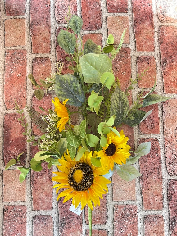 Yellow Sunflower Floral Spray,  Sunflower Floral, Greenery, Floral Supplies, Wreath Greenery, Floral Greenery, Spray