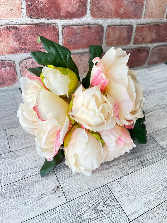 White Pink Peony Floral Bunch,  Greenery, Floral Supplies, Wreath Greenery, Floral Greenery, Picks, Craft Supply, Decor