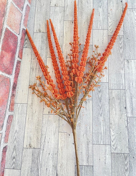 Orange Cat Tail Bunch,  Greenery, Floral Supplies, Wreath Greenery, Floral Greenery, Picks, Craft Supply, Orange Spikey Flower Spray