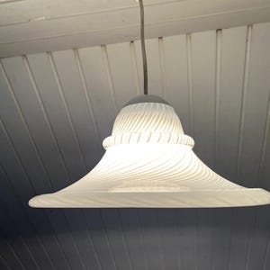 Murano Glass pendant light, MINT Grey/White swirl hand made heavy ceiling lamp, original handmade Murano Glass, vintage Italian design