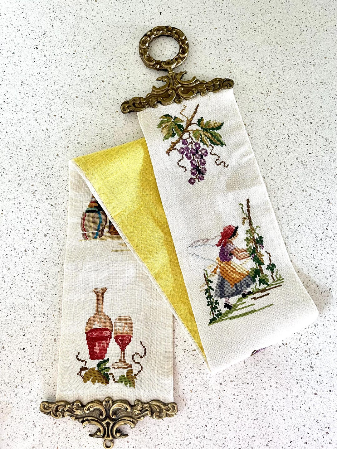 Danish Cross Stitch Tapestry, Large Cross Stitch Bell Pull