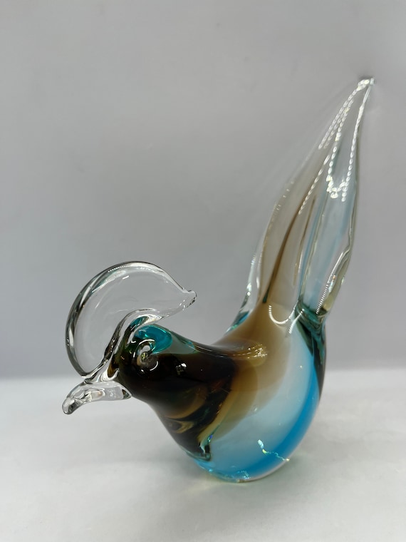 Swedish Crystal Glass Bird, Handmade Vintage Art Glass, Färe