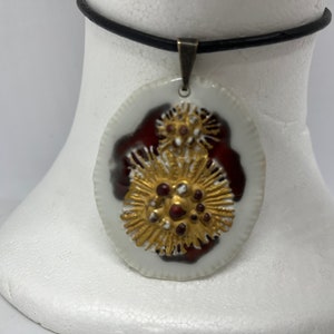 Royal Copenhagen Nils Thorsson porcelain and Sterling silver necklace pendant MINT, vintage Danish design