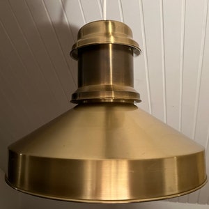 Holmegaard Brass lamp, LARGE Holmegaard original 1970s &quot;Skibslampe 36&quot; in solid Brass and glass shade, Sidse Werner design, vintage Danish