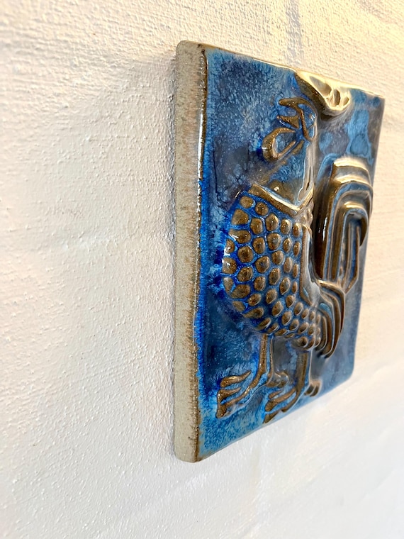 Marianne Starck Ceramic Wall Plate, Rare Blue Glaze Version, for