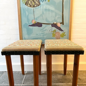 Vintage hand embroidered piano bench, two identical Ottomans, buy together or seperatelyDanish handcraft tradition 1950s/1960es