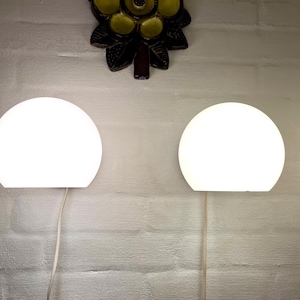 Holmegaard Astronaut wall lights, White set of two Kastrup - Holmegaard Glass sconces, design by Michael Bang, vintage Danish design