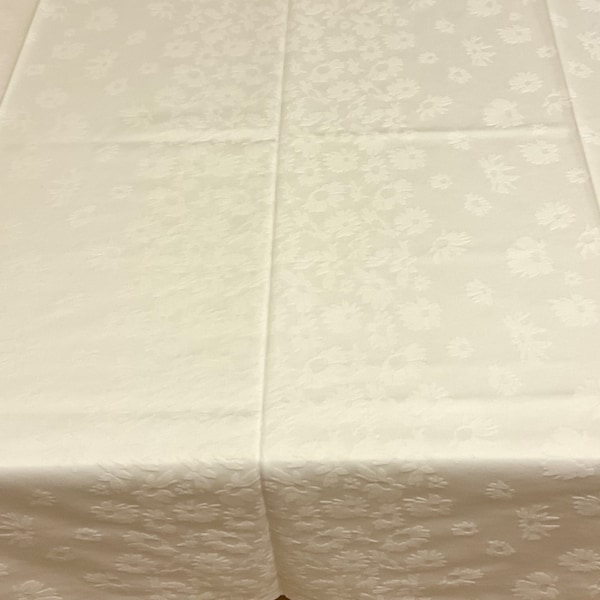 Georg Jensen Nappe Damask blanche, nappe blanche à motif floral double tissé MINT, design textile danois vintage de haute qualité