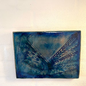 Soholm plaque, UNIQUE Peacock ceramic wall plate, designed and signed by Maria Philippi, midcentury Danish design