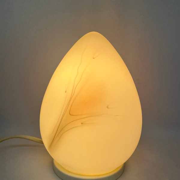 Swedish Glass Egg table Lamp, Swedish vintage Egglamp from Rosdala Glass works, original label, Swedish vintage design