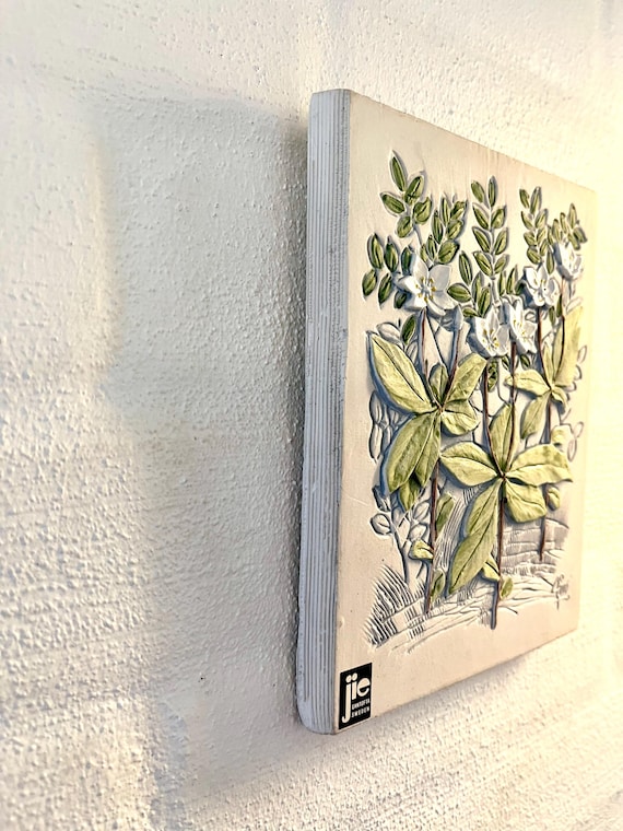 JIE Gantofta Sweden, 17,5 X 13,5 Cm Ceramic Plaque Chickweed