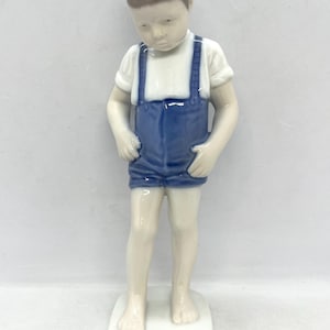Bing and Grondahl, antique Danish Porcelain figurine, MINT condition Boy with Crab at his Foot, vintage Danish design image 1