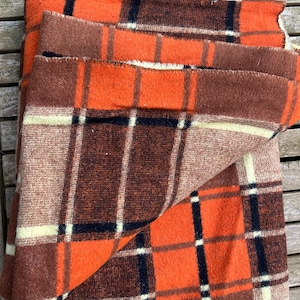 Vintage plaid / blanket, gorgeous multi colored blanket in Orange, brown, Black and Yellow Blanket, vintage Danish design