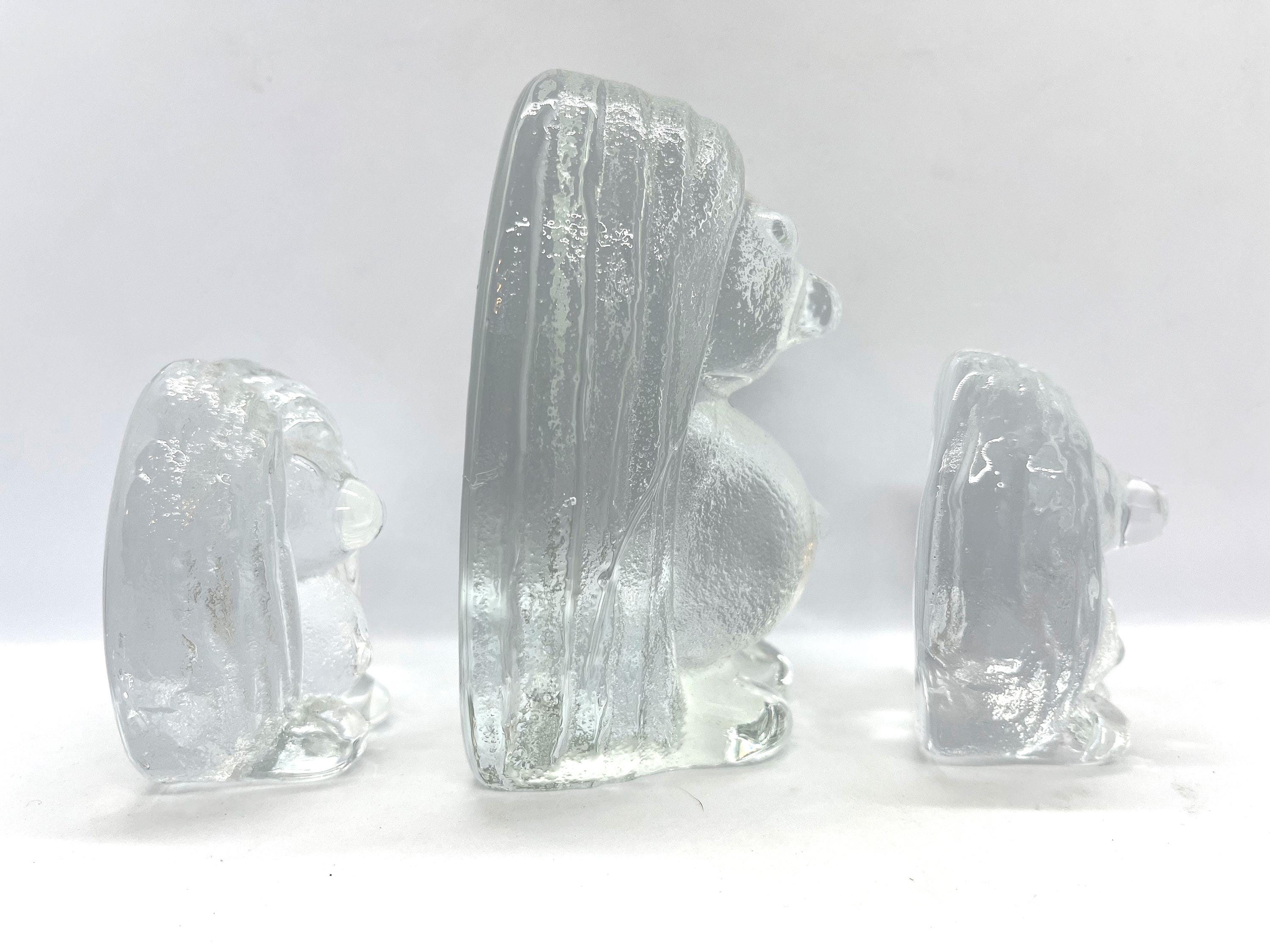 ガラスオブジェ トロールセット【Bergdadala】 Bergdala Troll Family Heavy Glass, Vintage Glass Troll Sculptures