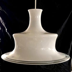 Holmegaard Glass pendant light, large very rare Holmegaard Sonate opaline glass lamp, Danish vintage ceiling lamp designed by Michael Bang