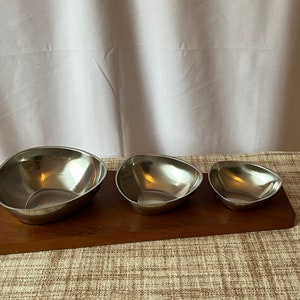 Danish Teak and stainless Steel Condiment / Tapas / snack / dip Caddy, MINT vintage Danish design