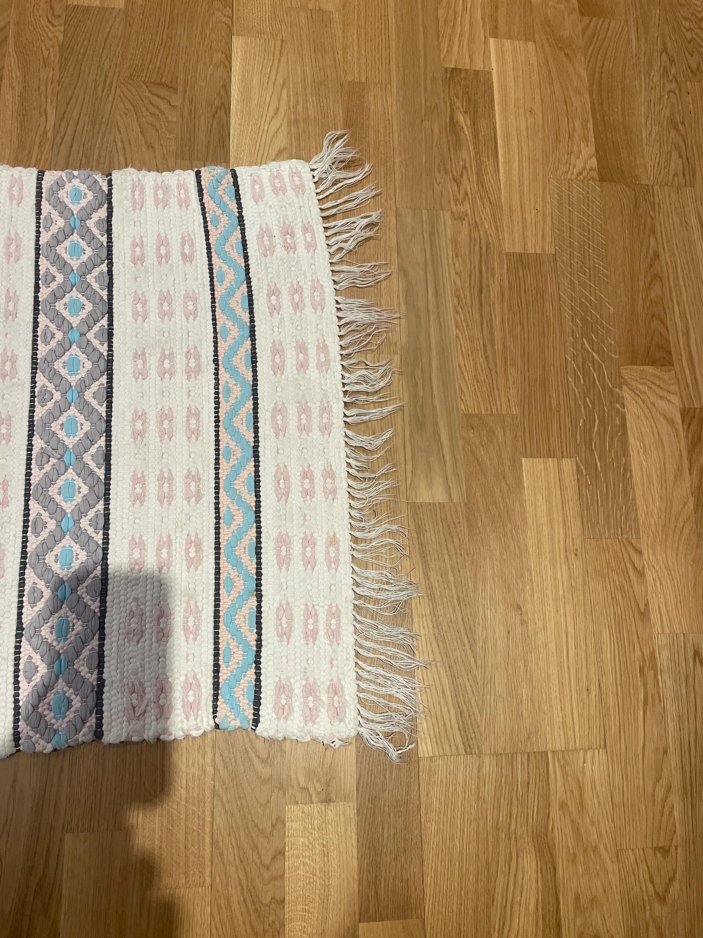 Loor Rag Swedish Rug, Vintage Handmade Rag Rug, 1970s HANDMADE Pastel Colored ...