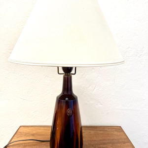 Danish table lamp, Amazing Holbaek ceramic table lamp, signed drip glaze / Persia glazed handmade unique lamp, vintage Danish design