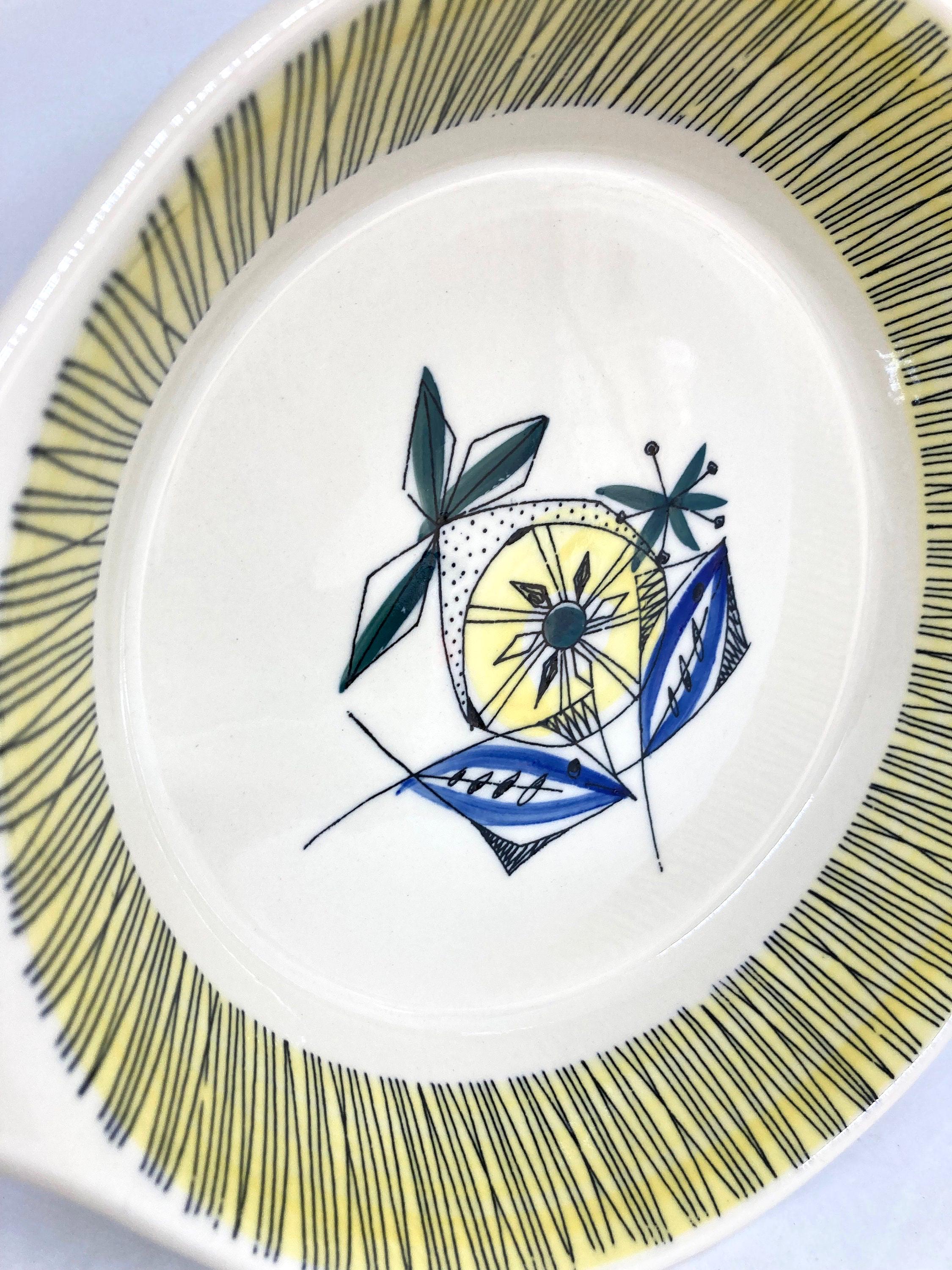 Set of Two Stavangerflint Bambus Flamingo Serving Dish in a Rare