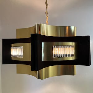 Danish Brass lamp, extremely RARE Werner Schou design for Coronell Electro, MINT Brass and brown colored metal ceiling lamp, vintage Danish