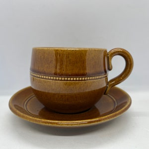 Höganäs cup MINT, Old Höganäs ceramic coffeecup duo sets reddish brown, John Andersson Swedish midcentury design