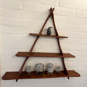 Danish Teak Triangular Amager Shelf, large model with three shelves, designed and made by Peder Moos, vintage Danish design image 1