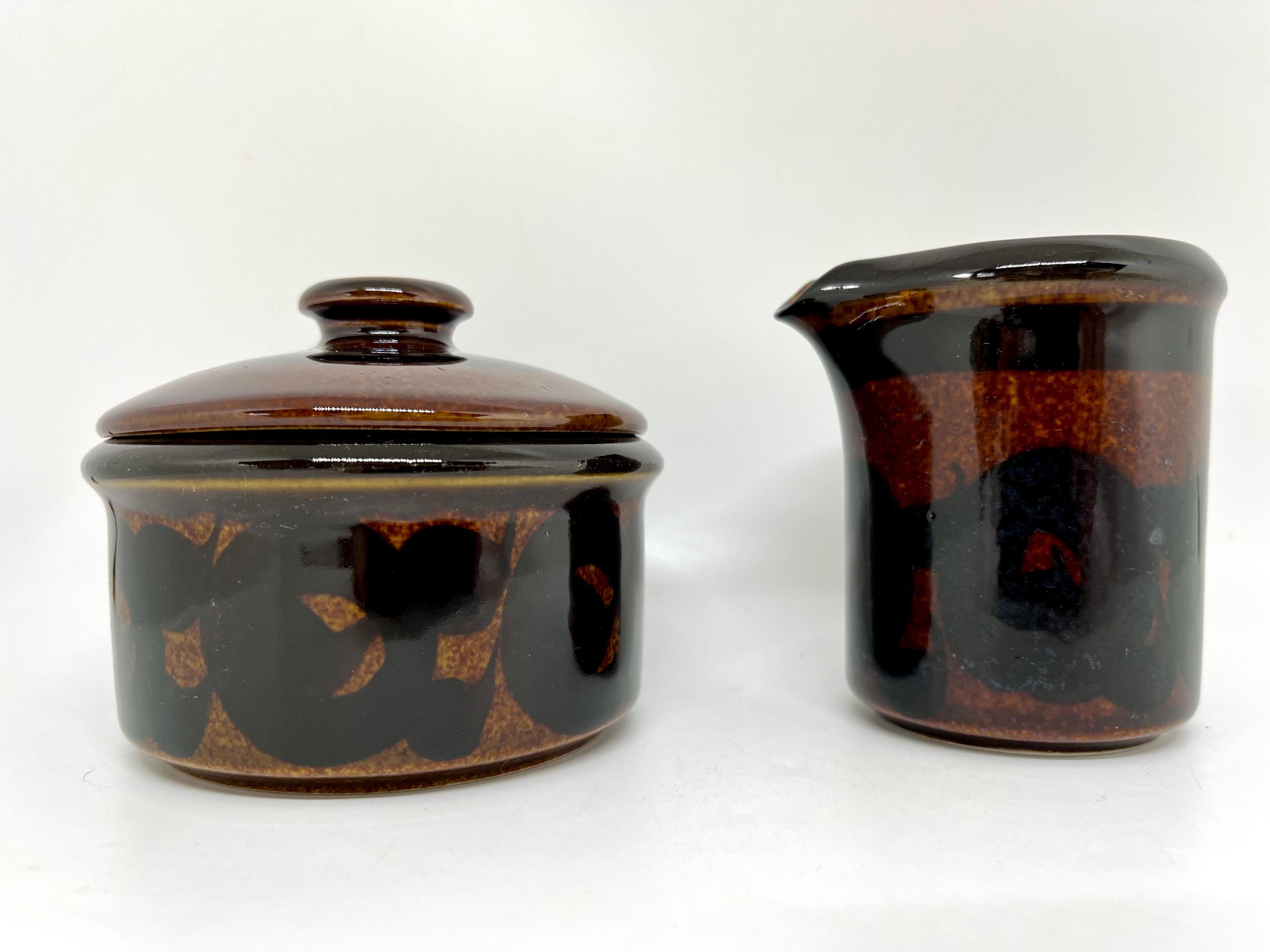 Arabia Soraya Cream and Sugar set, mint condition Stoneware set, designed by Gunvor Olin-Grönqvist in 1969, vintage Finnish design