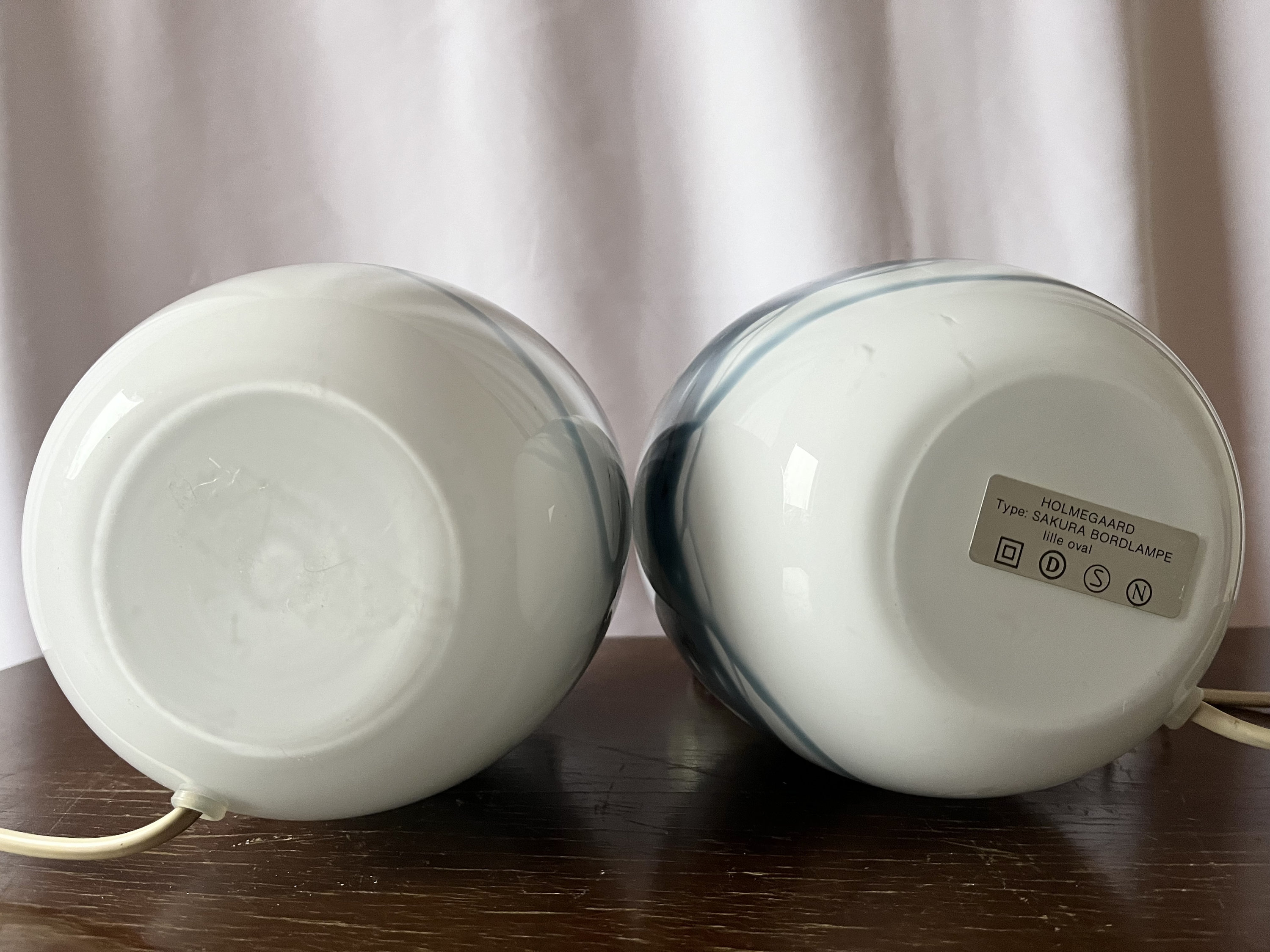 Holmegaard Sakura Blue、MINT、楕円形のテーブルランプ2個セット