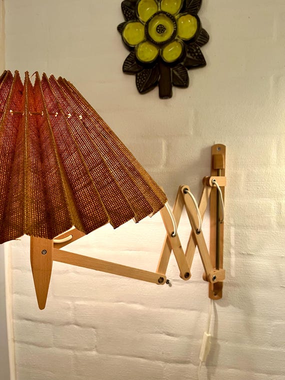 Danish Scissor Lamp, Large Danalux Beech Wood Scissor Lamp